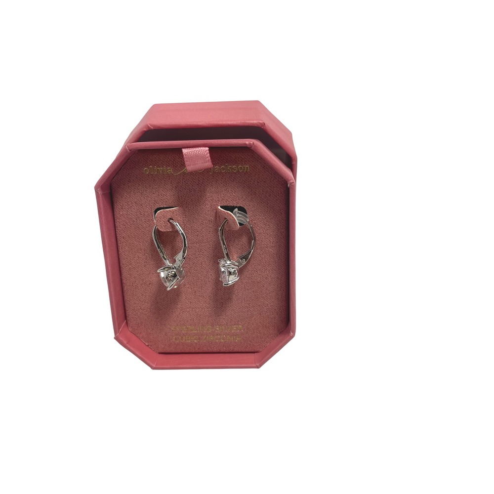 Olivia & Jackson Sterling Silver Cubic Zirconia‎ Leverback Earrings Gift Boxed